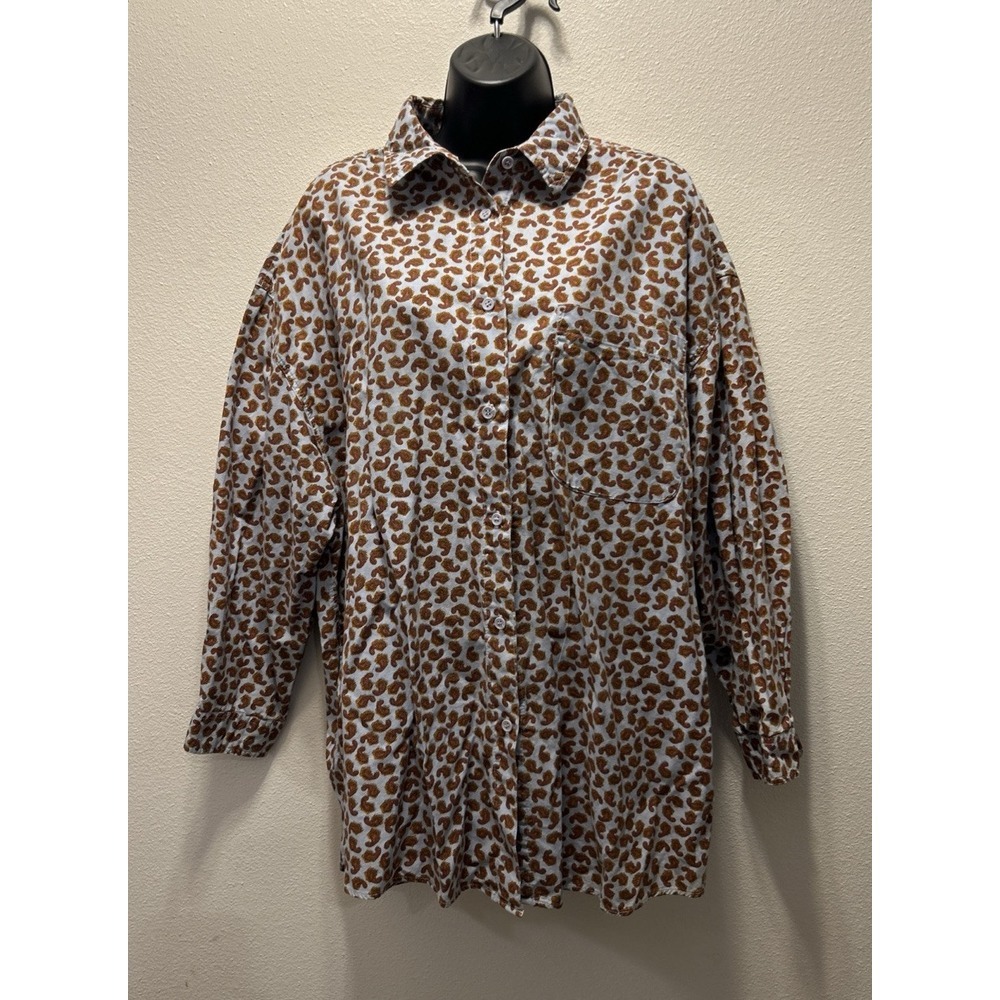 Vintage Gitano Women's Button Down Blue With Brown Paisley Size 20W